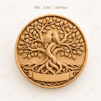 CNC & impression 3D relief arbre de vie avec oiseaux, fichier famille bois, STL de haute qualité, à personnaliser