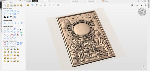 Fichier CNC astronaute casque galaxie, bas-relief bois espace, décoration murale sci-fi, panneau sculpture, modèle gravure 3D STL
