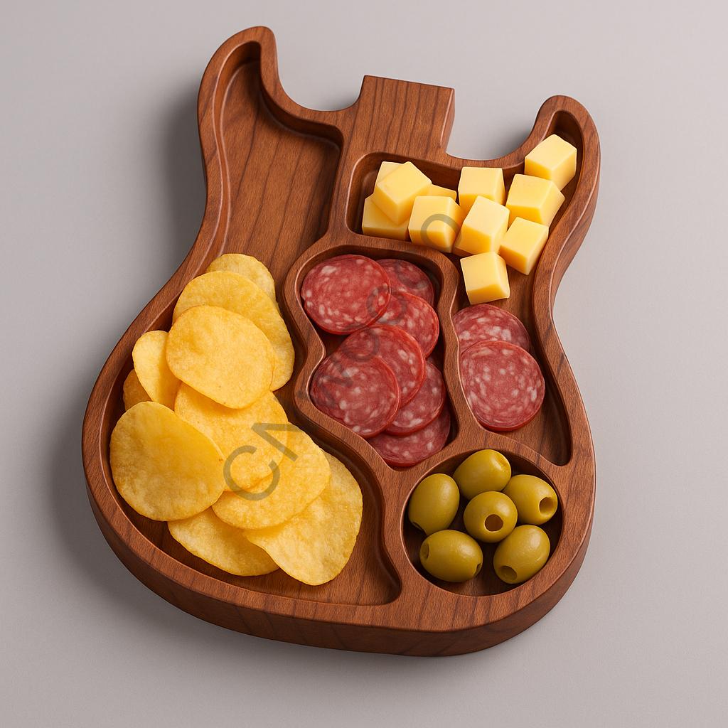 Fichier CNC planche guitare charcuterie, planche fromage design, digital download, fichiers stl dxf svg crv3d