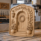 CNC- und 3D-Reliefdruck blumige Haustür mit Kranz, STL-Datei sehr hoher Qualität