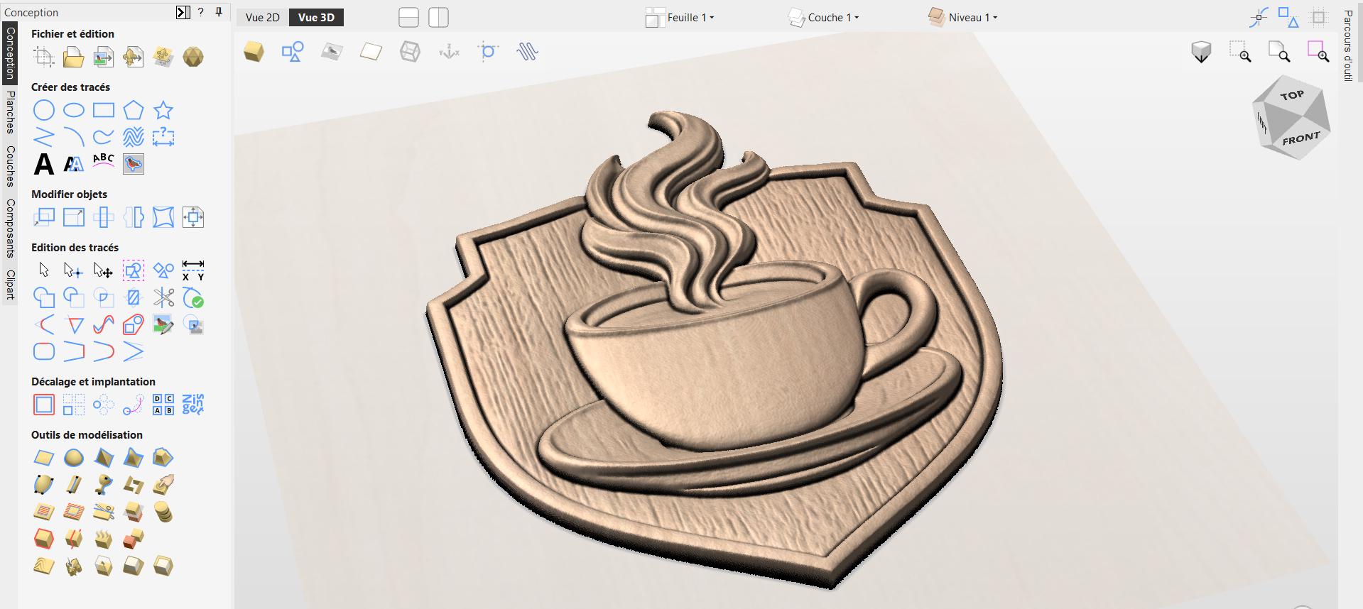 Fichier CNC tasse café bois, bas-relief coffee lover, décoration murale bar rustique, cadeau café, modèle gravure 3D STL