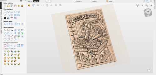 Fichier CNC panneau Master Craftsman – bas-relief menuisier pour sculpture bois, décoration murale atelier et bois STL