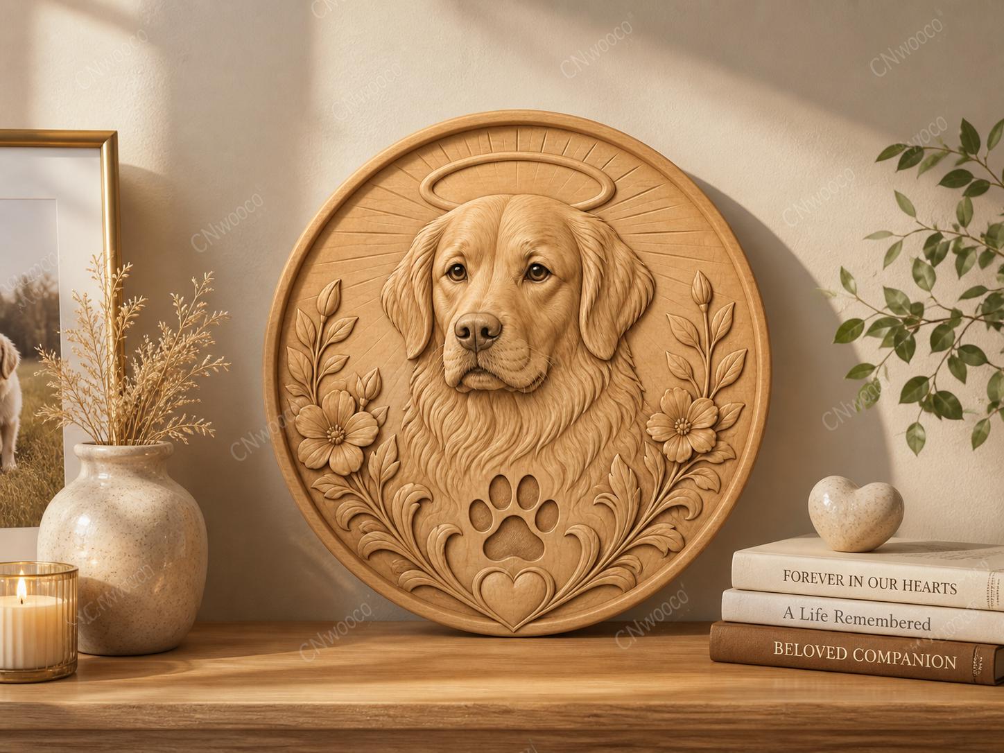CNC & impression 3D chien ange mémorial, STL haute qualité pour souvenir animal et sculpture bois