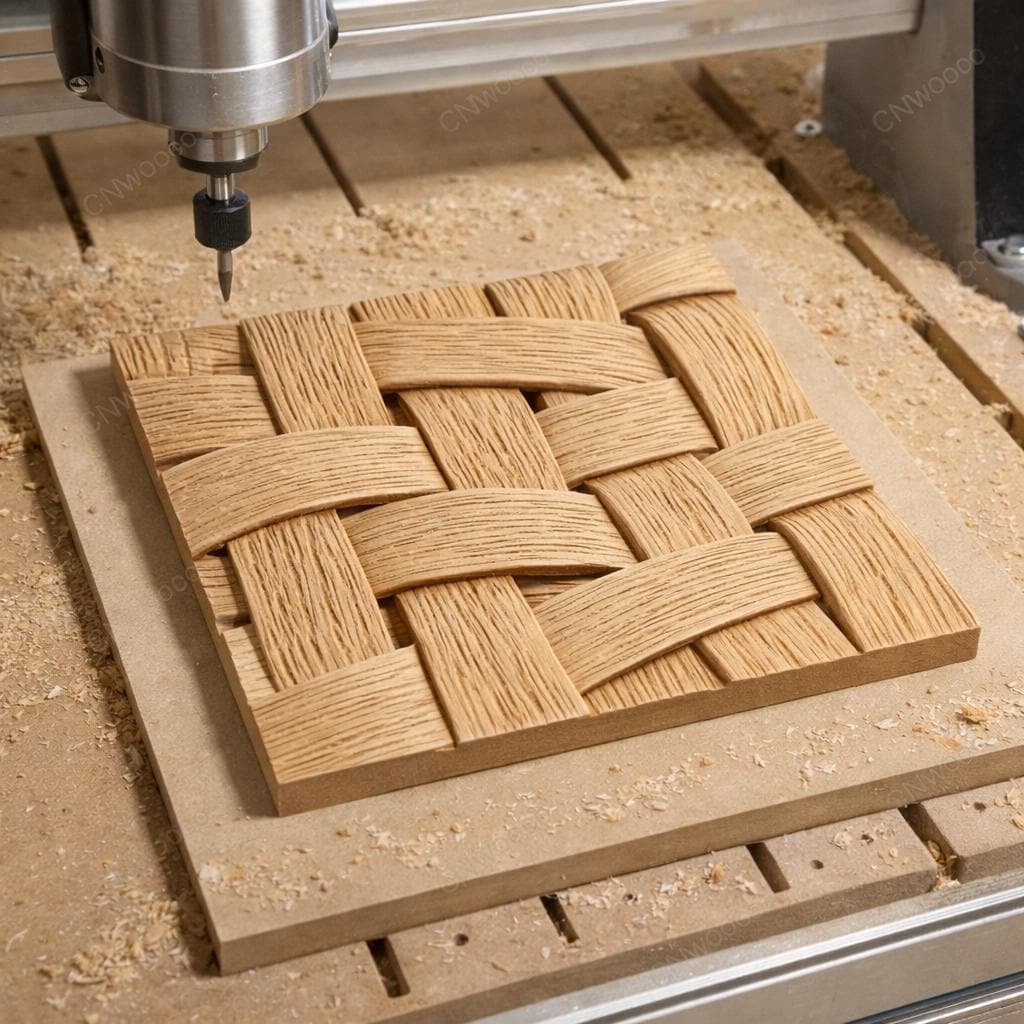 Fichier CNC panneau texture bois tissé, bas-relief motif tressé décoratif, décoration murale, panneau porte meuble, modèle gravure 3D STL