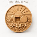 CNC & impression 3D relief tombeau vide de Pâques avec lys, fichier STL très haute qualité