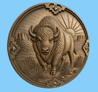 CNC & impression 3D bison western, relief animal sauvage USA STL haute qualité pour sculpture bois et décoration rustique