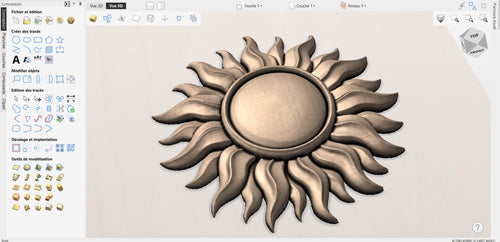 Fichier CNC soleil – bas-relief solaire 3D pour sculpture bois, décoration murale STL