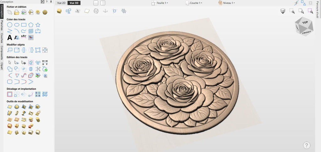 CNC-Datei Rosen Relief 3D, Holz Wanddeko floral, Holzskulptur, 3D STL Gravurmodell