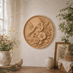 CNC & impression 3D relief colibri avec fleurs, décor floral nature, fichier STL très haute qualité