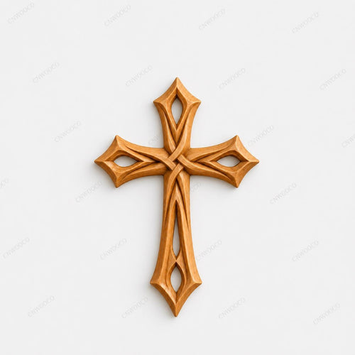Fichier CNC & impression 3D – croix chrétienne en bas-relief 3D, modèle STL pour sculpture bois et décoration murale
