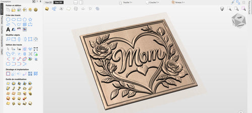 Fichier CNC cœur floral roses – bas-relief bois pour cadeau fête des mères, décoration murale maman STL