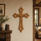 Fichier CNC & impression 3D – croix chrétienne en bas-relief 3D, modèle STL pour sculpture bois et décoration murale