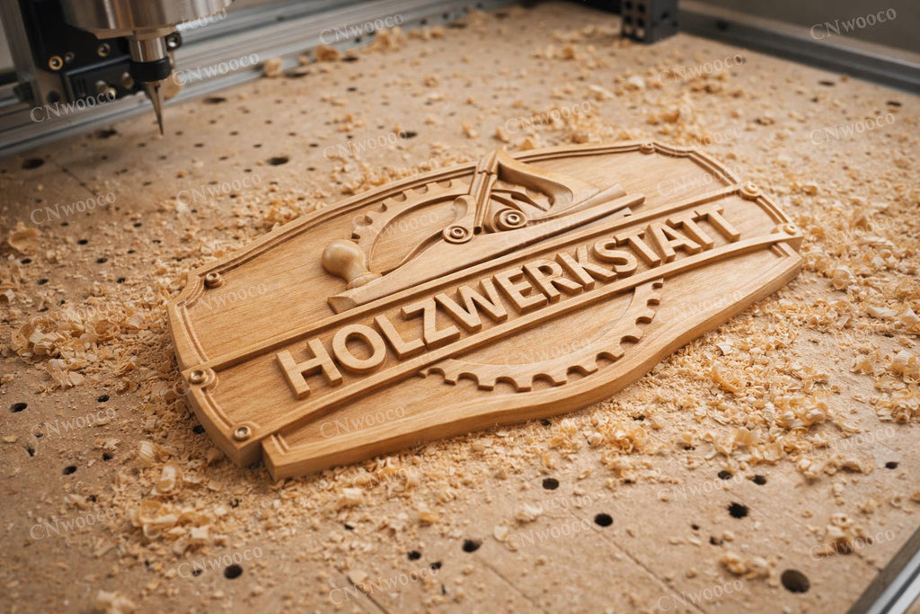 Fichier CNC panneau Holzwerkstatt atelier, bas-relief bois menuisier, décoration murale workshop, modèle gravure 3D STL