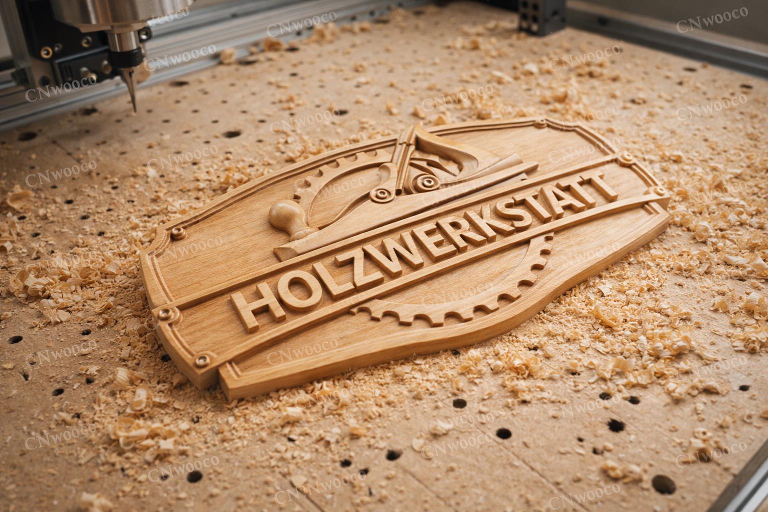Fichier CNC panneau Holzwerkstatt atelier, bas-relief bois menuisier, décoration murale workshop, modèle gravure 3D STL