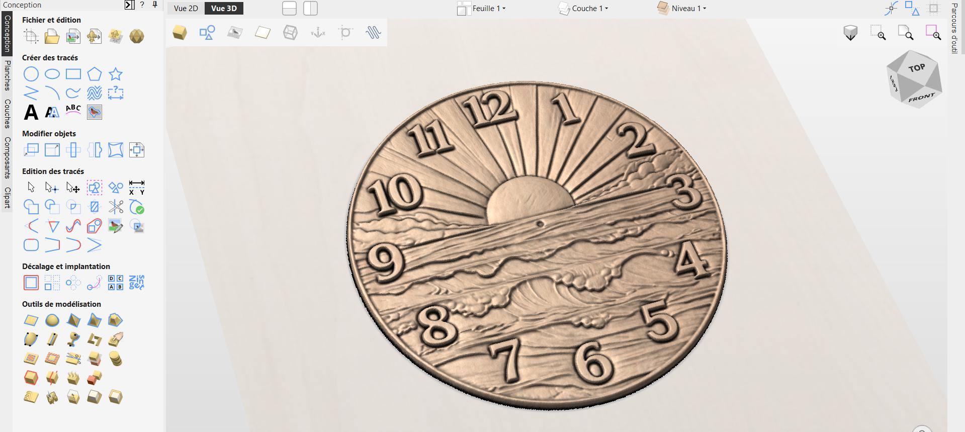 CNC-Datei moderne Meeresuhr – maritimes Basrelief für Holzskulptur, Wanddekoration STL