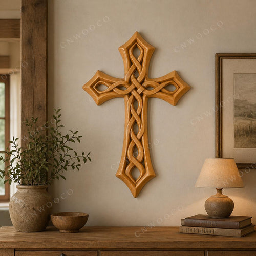Fichier CNC & impression 3D – croix chrétienne en bas-relief 3D, modèle STL pour sculpture bois et décoration murale