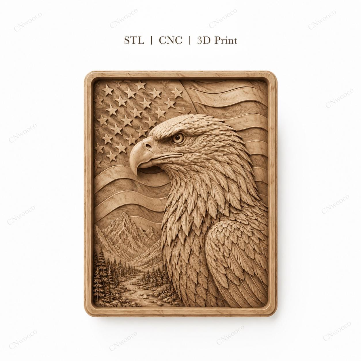 CNC & impression 3D aigle patriotique, fichier STL très haute qualité