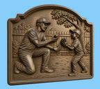 CNC & 3D-Reliefdruck Papa und Kind Baseball, sehr hochwertige STL-Datei