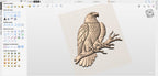 CNC-Datei amerikanischer Adler auf Ast, Wildlife-Flachrelief Holz, Wanddekoration USA, Holzskulptur, 3D STL Gravurmodell