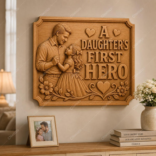 CNC & impression 3D relief père et fille First Hero, fichier STL très haute qualité
