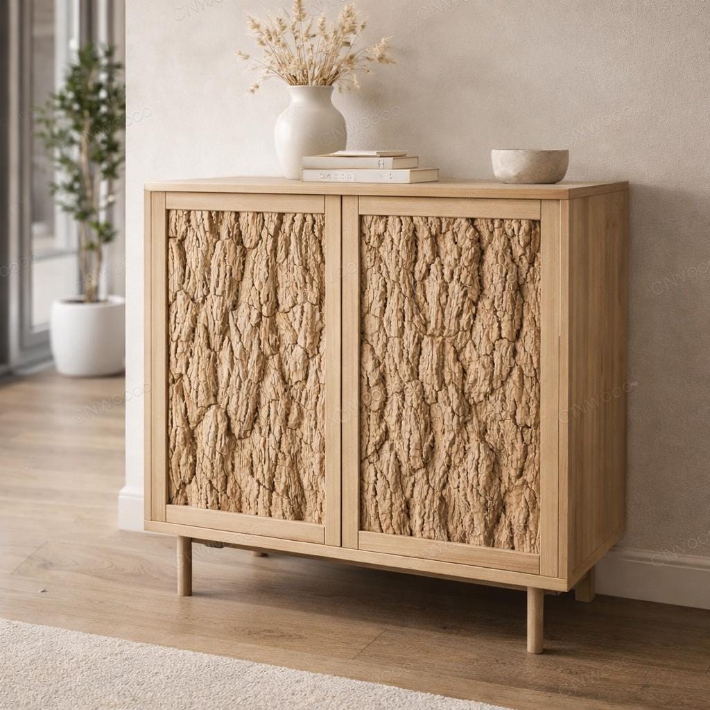 Fichier CNC panneau texture écorce bois, bas-relief rustique arbre, décoration murale, panneau porte meuble, modèle gravure 3D STL