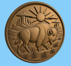 CNC & impression 3D bison western STL, relief buffalo USA pour sculpture bois et décoration ranch