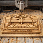 Fichier CNC panneau atelier Made in America – bas-relief bois pour sculpture CNC, décoration murale workshop STL