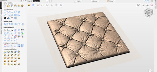 Fichier CNC panneau texture bois – bas-relief motif capitonné pour sculpture bois, design de porte et meuble STL