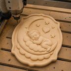 CNC & 3D-Druck, schlafendes Baby auf Mond Relief, Kinderzimmer Deko für Holzgravur, hochwertiges STL