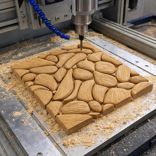 Fichier CNC panneau texture bois galets organiques – bas-relief motif pour sculpture bois, design surface décorative et panneau mural STL