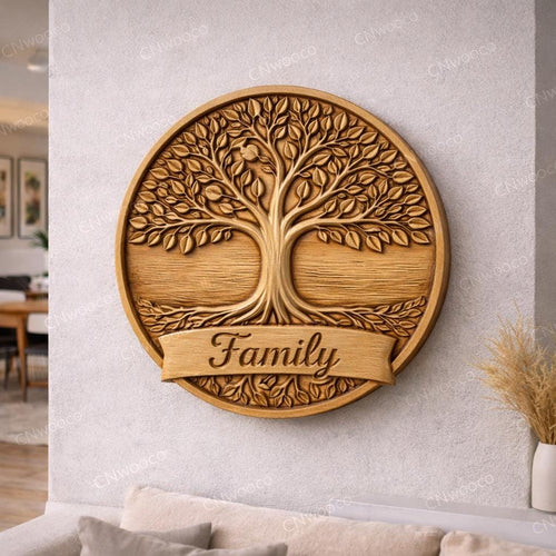 Fichier CNC arbre de vie – bas-relief spirituel pour sculpture bois, décoration murale STL