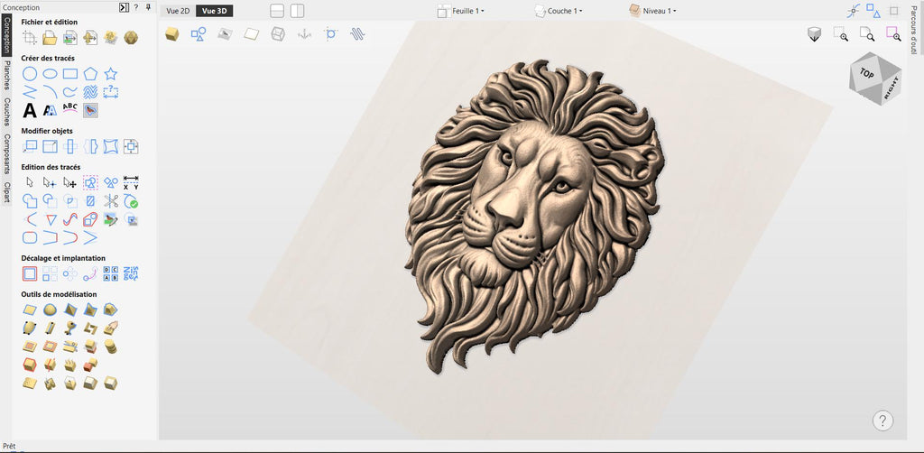 Fichier CNC & impression 3D tête de lion – bas-relief puissant pour sculpture bois, décoration murale STL