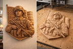 CNC-Datei Soldat USA Flagge, Holz-Basrelief Militär Patriotisch, Wanddekoration, Veteranengeschenk, 3D-Gravurmodell STL