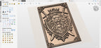 Fichier CNC blason lion couronne et épées – bas-relief royal pour sculpture bois, décoration murale STL haute qualité