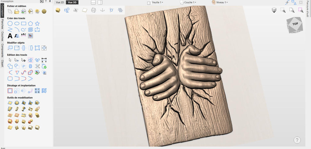 CNC-Datei Hände durch Holz – 3D-Basrelief für Holzschnitzerei, Wanddekoration und Geschenkidee STL