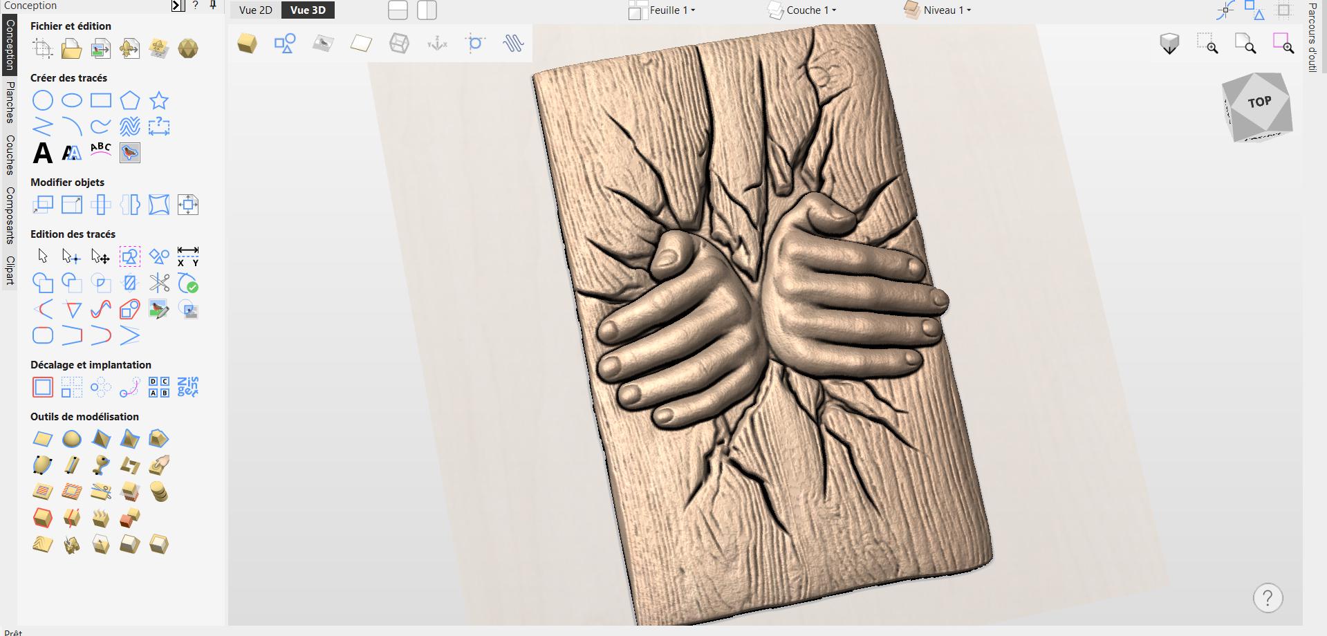 CNC-Datei Hände durch Holz – 3D-Basrelief für Holzschnitzerei, Wanddekoration und Geschenkidee STL