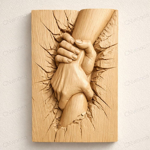 Fichier CNC mains serrées – bas-relief unité pour sculpture bois, décoration murale STL