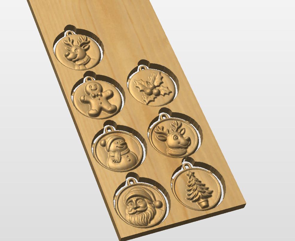 CNC-Datei Weihnachtsdekoration – 3D-Ornament-Relief für Holzschnitzerei, kompatibel mit VCarve Aspire, crv3d crv STL
