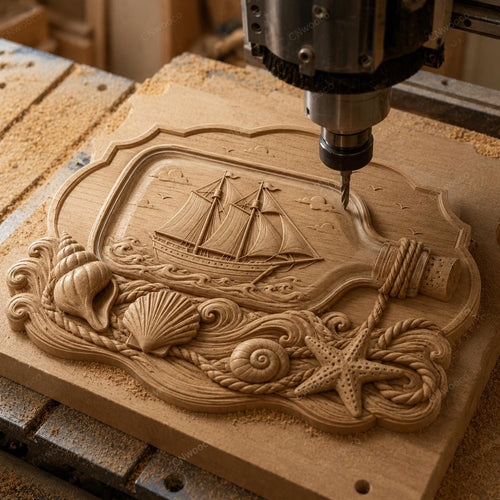 CNC & impression 3D bateau en bouteille avec coquillages, fichier STL très haute qualité