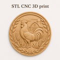 CNC & impression 3D coq de ferme, STL de haute qualité pour sculpture bois et décoration farmhouse