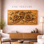 Fichier CNC panneau texture bois florale – bas-relief motif nature pour sculpture bois, design façade meuble et décoration murale STL