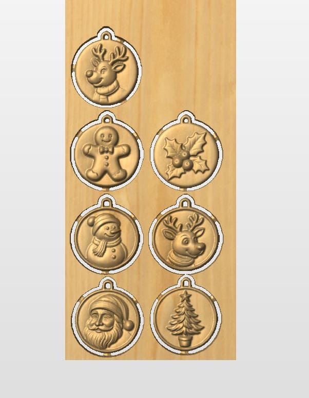 CNC-Datei Weihnachtsdekoration – 3D-Ornament-Relief für Holzschnitzerei, kompatibel mit VCarve Aspire, crv3d crv STL