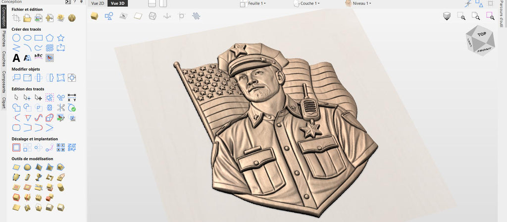 CNC-Datei Polizeiflagge USA, patriotisches Holzrelief, Wanddekoration Polizeidienst, Geschenk Sheriff, 3D-Gravurmodell STL