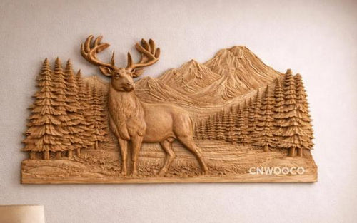 Fichier CNC pack 5 animaux sauvage, loup aigle cerf élan, bas-relief bois rustique, décoration murale, modèle gravure 3D STL