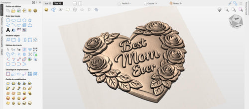 Fichier CNC & impression 3D cœur floral Best Mom Ever – bas-relief bois mural pour cadeau de fête des mères STL haute qualité