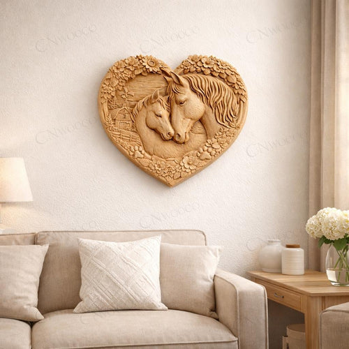 Fichier CNC & impression 3D cœur cheval – bas-relief 3D pour sculpture bois, décoration murale équestre STL