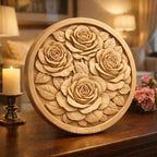 CNC-Datei Rosen Relief 3D, Holz Wanddeko floral, Holzskulptur, 3D STL Gravurmodell