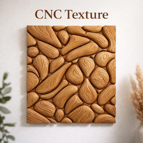 Fichier CNC panneau texture bois galets organiques – bas-relief motif pour sculpture bois, design surface décorative et panneau mural STL
