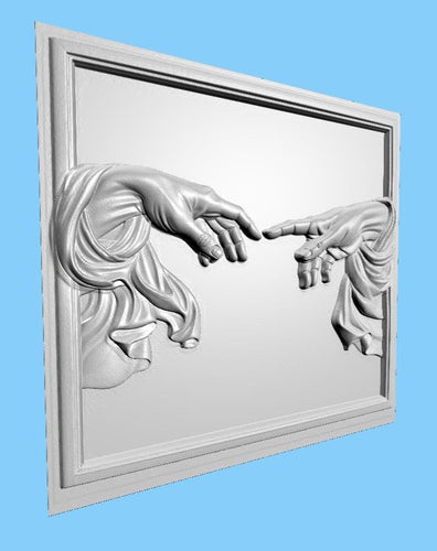 Fichier CNC mains de la création – bas-relief 3D spirituel pour sculpture bois, décoration murale STL