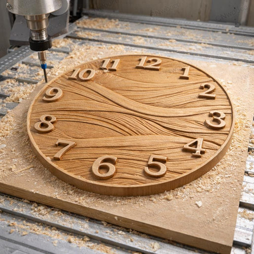 Fichier CNC horloge abstraite moderne – bas-relief 3D pour sculpture bois, décoration murale design STL